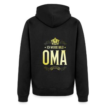 Ich werde Bald Oma - Unisex Premium Bio Zip Hoodie - Schwarz - Hinten - Nico (187cm)