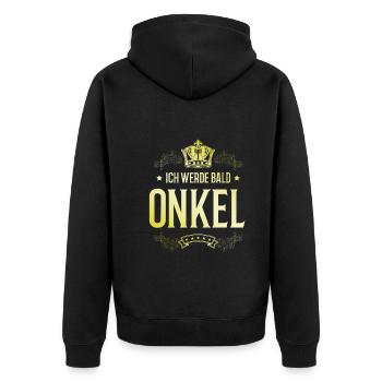 Ich werde Bald Onkel - Unisex Premium Bio Zip Hoodie - Schwarz - Hinten - Nico (187cm)