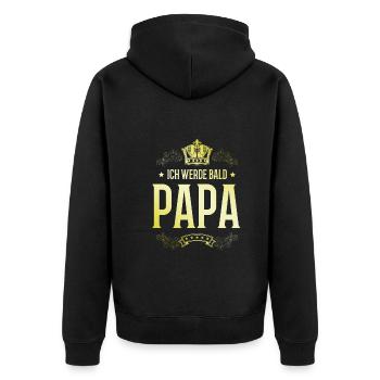 Ich werde Bald Papa - Unisex Premium Bio Zip Hoodie - Schwarz - Hinten - Nico (187cm)