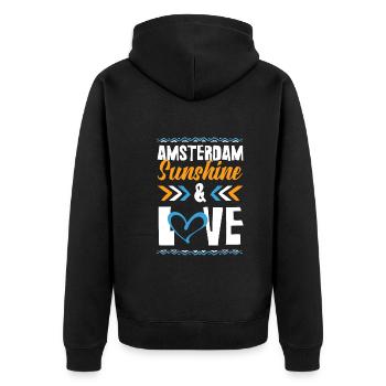 Amsterdam Love - Unisex Premium Bio Zip Hoodie - Schwarz - Hinten - Nico (187cm)