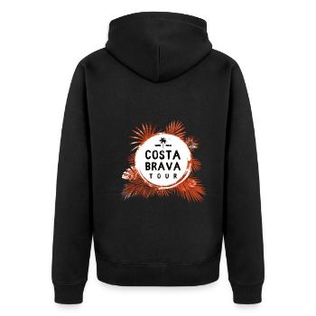 Costa Brava Tour Bunt - Unisex Premium Bio Zip Hoodie - Schwarz - Hinten - Nico (187cm)