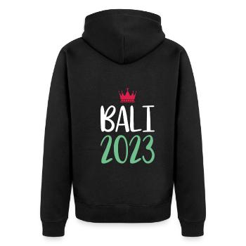 Bali 2023 - Unisex Premium Bio Zip Hoodie - Schwarz - Hinten - Nico (187cm)