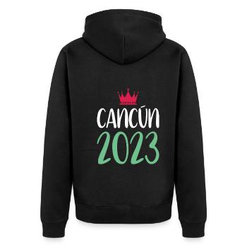 Cancun 2023 - Unisex Premium Organic Zip Hoodie - black - Back - Nico (187cm)