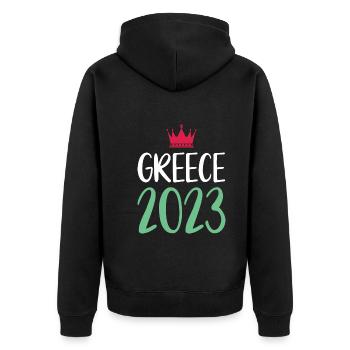 Greece 2023 - Unisex Premium Bio Zip Hoodie - Schwarz - Hinten - Nico (187cm)