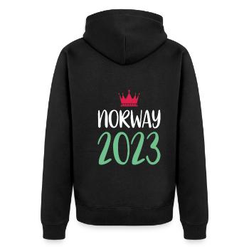 Norway 2023 - Unisex Premium Bio Zip Hoodie - Schwarz - Hinten - Nico (187cm)