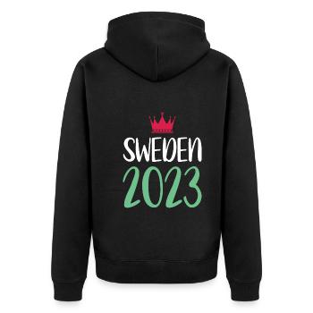 Suède 2023 - Veste à capuche bio Premium Unisexe - noir - Dos - Nico (187cm)