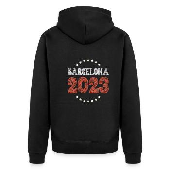 Barcelona 2023 - Unisex Premium Bio Zip Hoodie - Schwarz - Hinten - Nico (187cm)