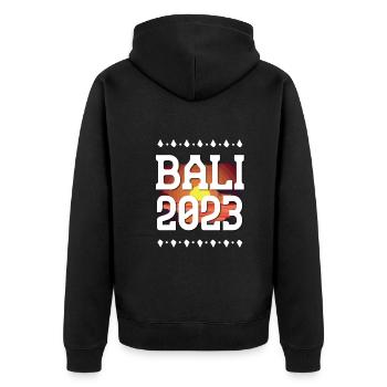 Bali 2023 - Unisex Premium Organic Zip Hoodie - black - Back - Nico (187cm)