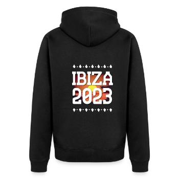 Ibiza 2023 - Unisex Premium Bio Zip Hoodie - Schwarz - Hinten - Nico (187cm)