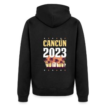 Cancun 2023 - Unisex Premium Organic Zip Hoodie - black - Back - Nico (187cm)