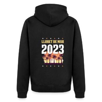 lloret de mar 2023 - Unisex Premium Organic Zip Hoodie - black - Back - Nico (187cm)