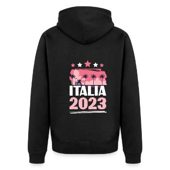 Italia 2023 - Unisex Premium Bio Zip Hoodie - Schwarz - Hinten - Nico (187cm)