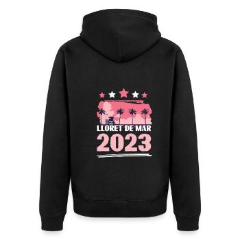 Lloret De Mar 2023 - Unisex Premium Bio Zip Hoodie - Schwarz - Hinten - Nico (187cm)
