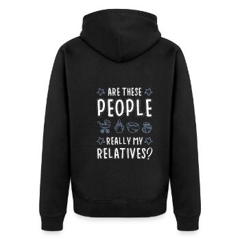 baby lustiger spruch - Unisex Premium Bio Zip Hoodie - Schwarz - Hinten - Nico (187cm)