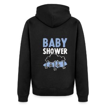 Baby Shower - Unisex Premium Organic Zip Hoodie - black - Back - Nico (187cm)