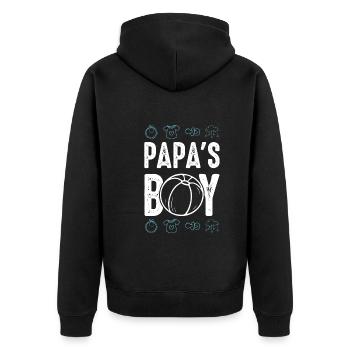 baby papas junge - Unisex Premium Bio Zip Hoodie - Schwarz - Hinten - Nico (187cm)