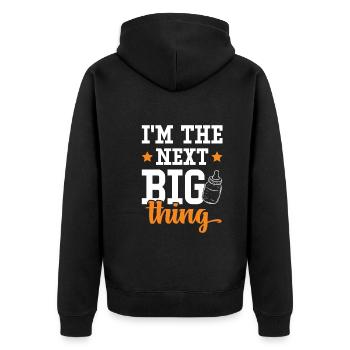 baby lustiger spruch - Unisex Premium Bio Zip Hoodie - Schwarz - Hinten - Nico (187cm)