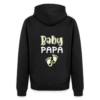baby papa - Unisex Premium Bio Zip Hoodie - Schwarz - Hinten - Nico (187cm)