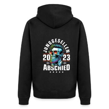 Junggesellenabschied 2023 Jga Skelett - Unisex Premium Bio Zip Hoodie - Schwarz - Hinten - Nico (187cm)