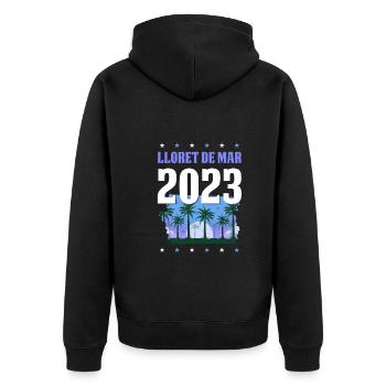 Lloret De Mar 2023 - Unisex Premium Bio Zip Hoodie - Schwarz - Hinten - Nico (187cm)