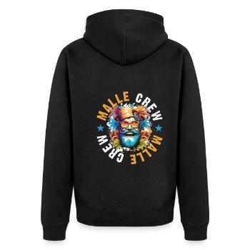 Malle Crew König Mallorca Team Urlaub - Unisex Premium Bio Zip Hoodie - Schwarz - Hinten - Nico (187cm)