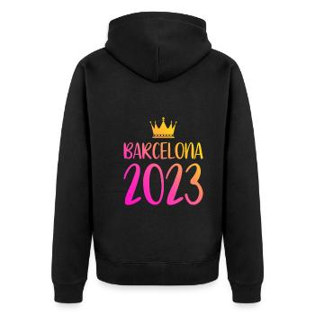 Barcelona 2023 - Unisex Premium Bio Zip Hoodie - Schwarz - Hinten - Nico (187cm)
