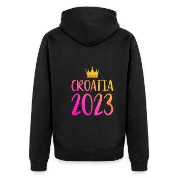 Croatia 2023 - Unisex Premium Organic Zip Hoodie - black - Back - Nico (187cm)
