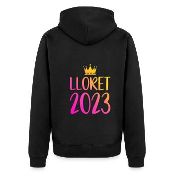 Lloret De Mar 2023 - Unisex Premium Bio Zip Hoodie - Schwarz - Hinten - Nico (187cm)
