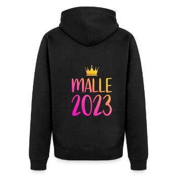 Malle 2023 - Unisex Premium Organic Zip Hoodie - black - Back - Nico (187cm)