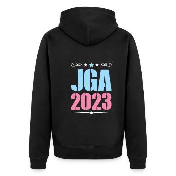 Jga 2023 Junggesellenabschied - Unisex Premium Bio Zip Hoodie - Schwarz - Hinten - Nico (187cm)