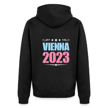 Vienna 2023 Wien - Unisex Premium Organic Zip Hoodie - black - Back - Nico (187cm)