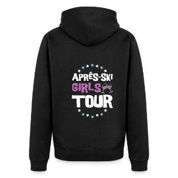 Apres-Ski Girls Tour - Unisex Premium Bio Zip Hoodie - Schwarz - Hinten - Nico (187cm)