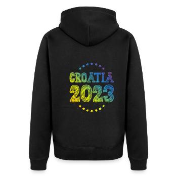 Croatia 2023 - Unisex Premium Organic Zip Hoodie - black - Back - Nico (187cm)