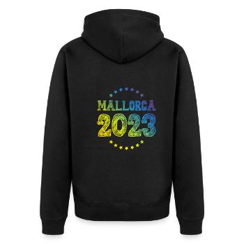Mallorca 2023 - Unisex Premium Bio Zip Hoodie - Schwarz - Hinten - Nico (187cm)