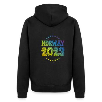 Norway 2023 - Unisex Premium Bio Zip Hoodie - Schwarz - Hinten - Nico (187cm)