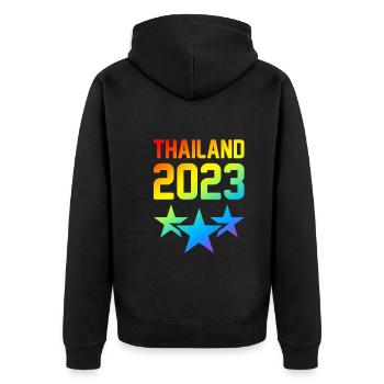 Thailand 2023 - Unisex Premium Bio Zip Hoodie - Schwarz - Hinten - Nico (187cm)