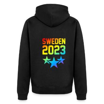 Suède 2023 - Veste à capuche bio Premium Unisexe - noir - Dos - Nico (187cm)