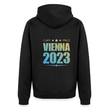 Vienna 2023 Wien - Unisex Premium Organic Zip Hoodie - black - Back - Nico (187cm)