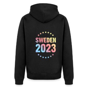 Suède 2023 - Veste à capuche bio Premium Unisexe - noir - Dos - Nico (187cm)