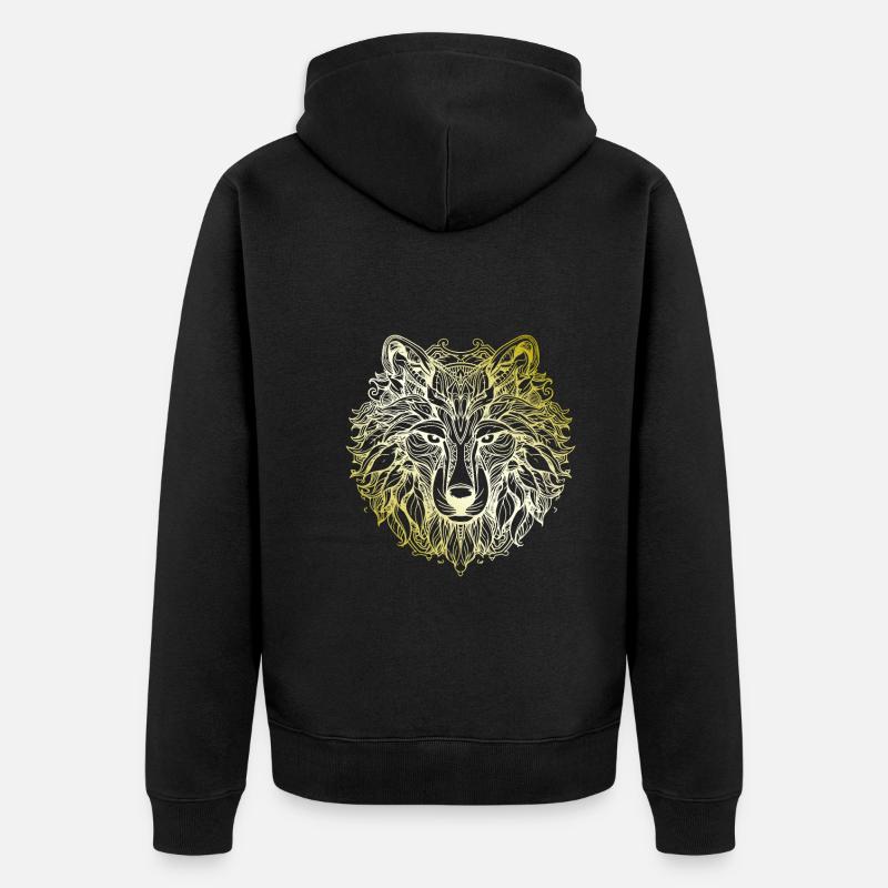 Wolf Mandala or - Veste à capuche bio Premium Unisexe - noir