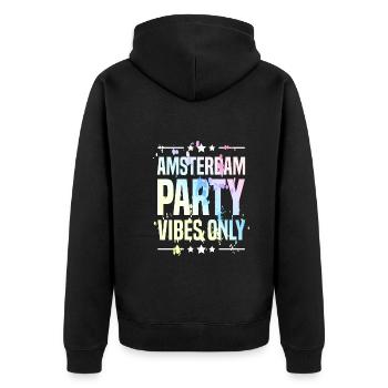 Ambiance de fête à Amsterdam - Veste à capuche bio Premium Unisexe - noir - Dos - Nico (187cm)