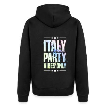 Italien Party Vibes - Unisex Premium Bio Zip Hoodie - Schwarz - Hinten - Nico (187cm)