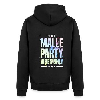 Malle Party Vibes - Unisex Premium Bio Zip Hoodie - Schwarz - Hinten - Nico (187cm)