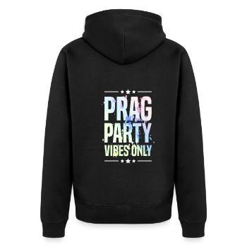 Prag Party Vibes - Unisex Premium Bio Zip Hoodie - Schwarz - Hinten - Nico (187cm)