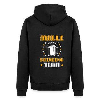 Malle Drinking Team - Unisex Premium Bio Zip Hoodie - Schwarz - Hinten - Nico (187cm)