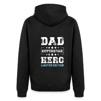 Papa Limited Edition Dad Vater - Unisex Premium Organic Zip Hoodie - black - Back - Nico (187cm)