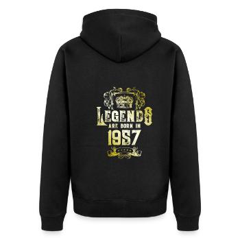 1957 legends geburtstag - Unisex Premium Bio Zip Hoodie - Schwarz - Hinten - Nico (187cm)
