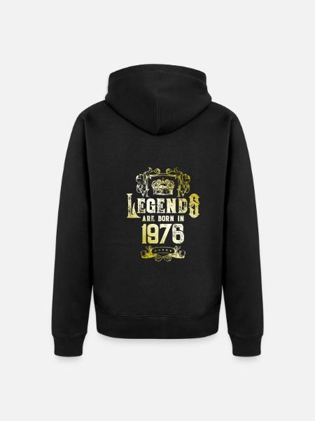 1976 Legends Birthday - Unisex Premium Organic Zip Hoodie - black