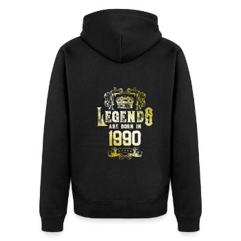 1990 legends geburtstag - Unisex Premium Bio Zip Hoodie - Schwarz - Hinten - Nico (187cm)