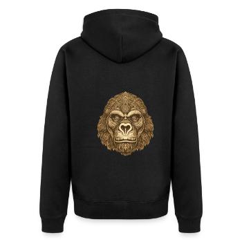 Gorilla Portrait - Unisex Premium Bio Zip Hoodie - Schwarz - Hinten - Nico (187cm)